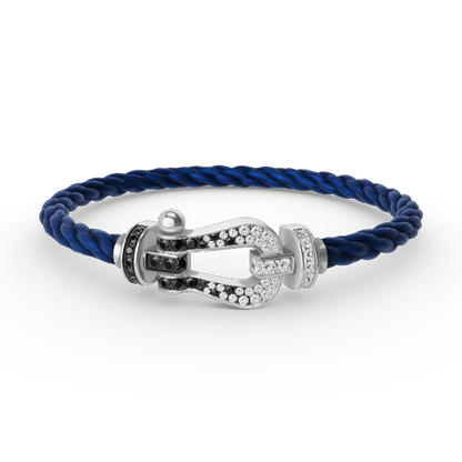 [Vicky]FORCE LARGE HORSESHOE BLACK WHITE DIAMOND BRACELET SILVER
