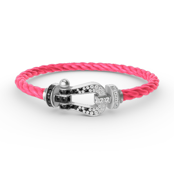 [Vicky]FORCE LARGE HORSESHOE BLACK WHITE DIAMOND BRACELET SILVER