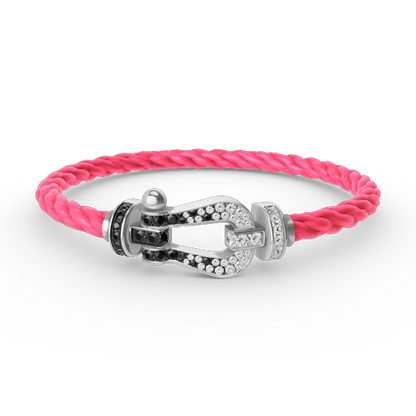[Vicky]FORCE LARGE HORSESHOE BLACK WHITE DIAMOND BRACELET SILVER