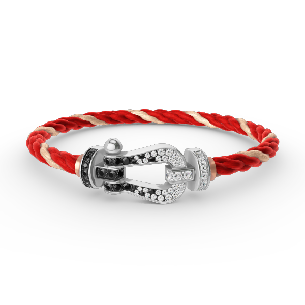 [Vicky]FORCE LARGE HORSESHOE BLACK WHITE DIAMOND BRACELET SILVER