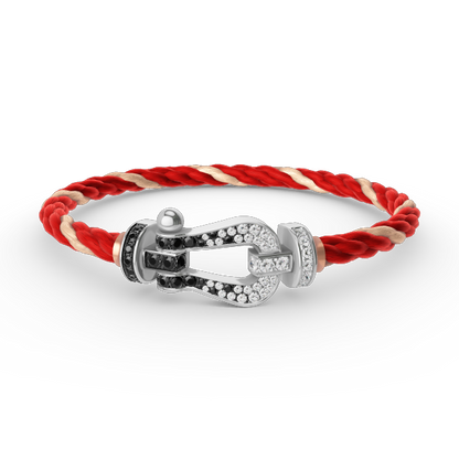 [Vicky]FORCE LARGE HORSESHOE BLACK WHITE DIAMOND BRACELET SILVER