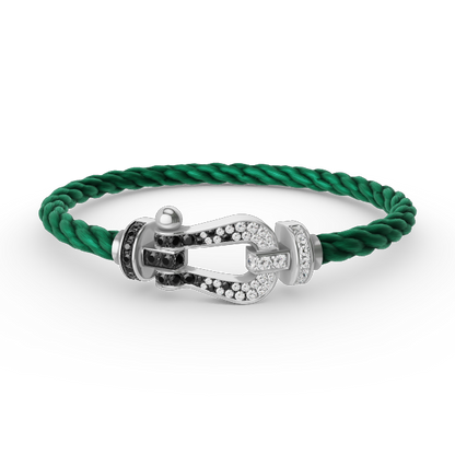 [Vicky]FORCE LARGE HORSESHOE BLACK WHITE DIAMOND BRACELET SILVER