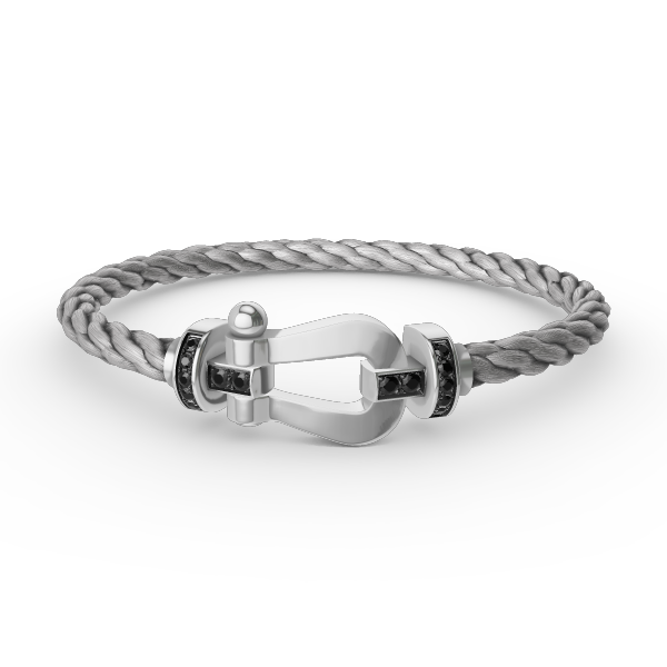 [Vicky]FORCE LARGE HORSESHOE BLACK DIAMOND BRACELET SILVER
