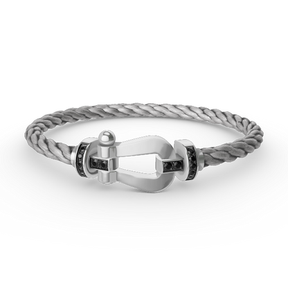 [Vicky]FORCE LARGE HORSESHOE BLACK DIAMOND BRACELET SILVER