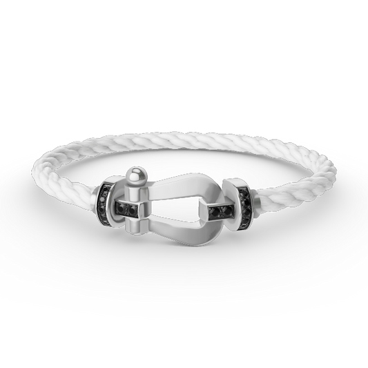[Vicky]FORCE LARGE HORSESHOE BLACK DIAMOND BRACELET SILVER