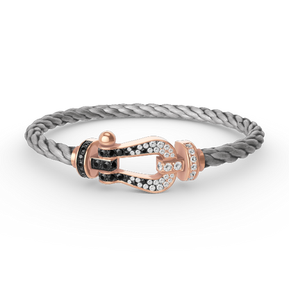 [Vicky]FORCE LARGE HORSESHOE BLACK WHITE DIAMOND BRACELET ROSE GOLD