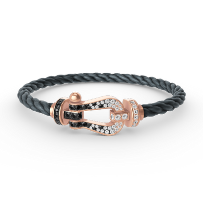 [Vicky]FORCE LARGE HORSESHOE BLACK WHITE DIAMOND BRACELET ROSE GOLD