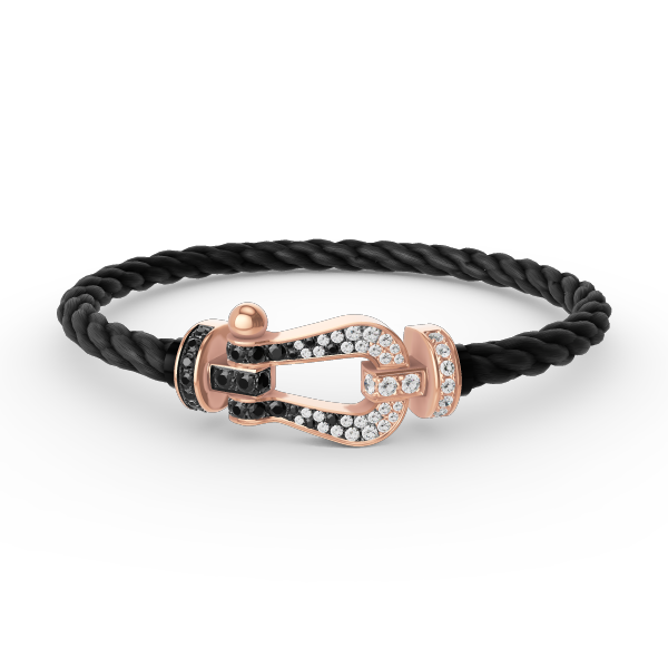 [Vicky]FORCE LARGE HORSESHOE BLACK WHITE DIAMOND BRACELET ROSE GOLD