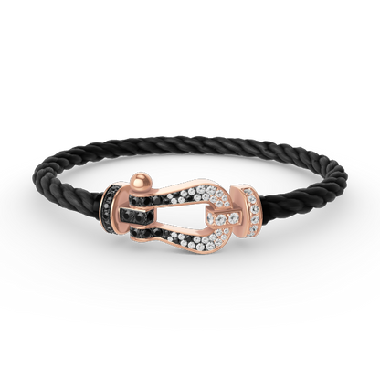 [Vicky]FORCE LARGE HORSESHOE BLACK WHITE DIAMOND BRACELET ROSE GOLD