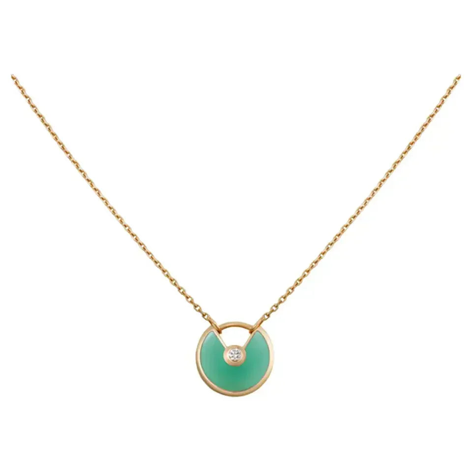 [Vicky]AMULETTE GOLD MALACHITE NECKLACE