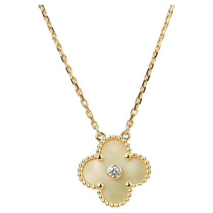 [Vicky]CLOVER 15MM DIAMOND GOLD MOTHER OF PEARL NECKLACE