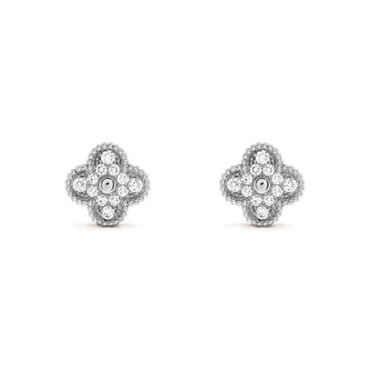 [Vicky]CLOVER 1 MOTIFS DIAMOND STUD EARRINGS SILVER