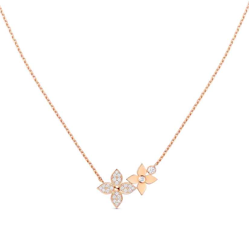 [Vicky]STAR BLOSSOM NECKLACE PINK GOLD DIAMONDS
