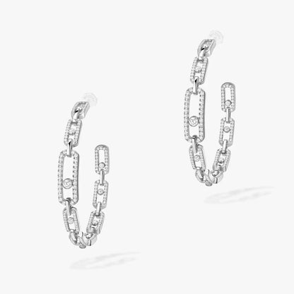 [Vicky]Move Link Diamond Hoop Earrings