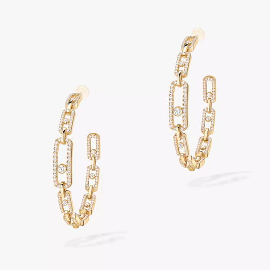 [Vicky]Move Link Diamond Hoop Earrings