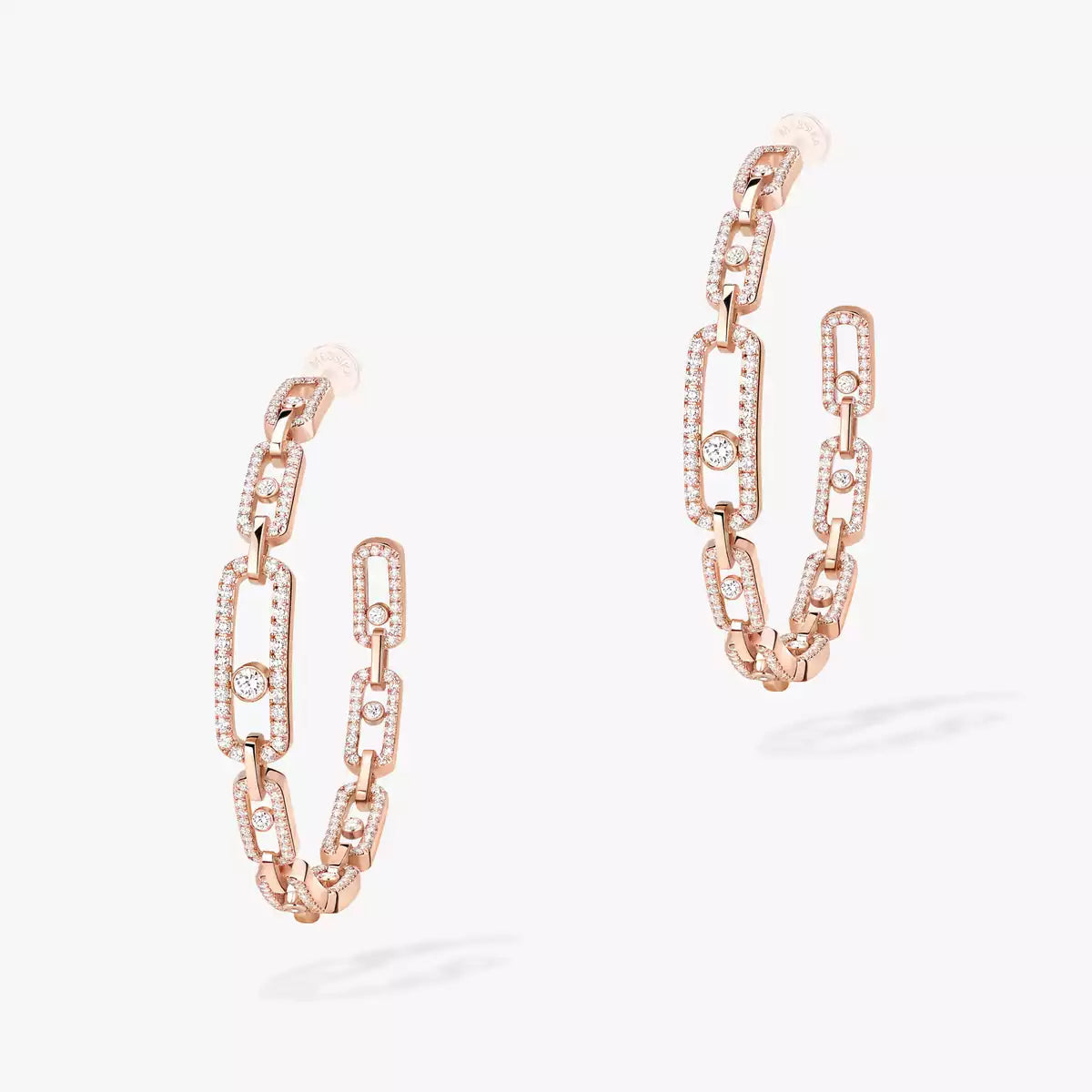 [Vicky]Move Link Diamond Hoop Earrings