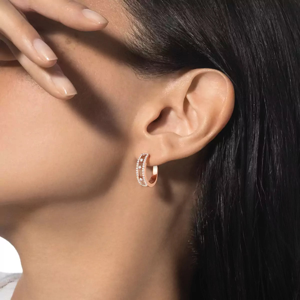 [Vicky]Diamond Pave_ Hoop Earrings Move
