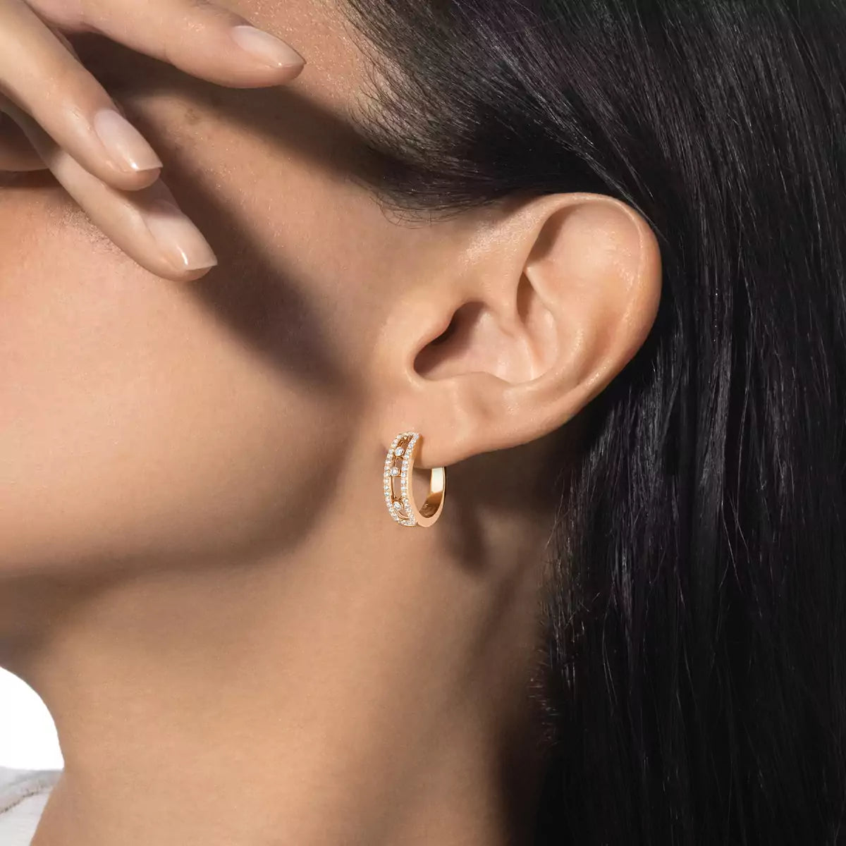 [Vicky]Diamond Pave_ Hoop Earrings Move