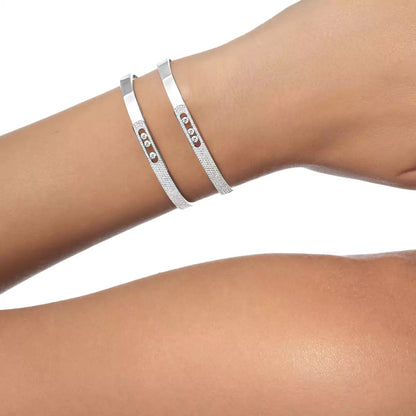[Vicky]Move Noa Rose Gold Pavé Diamond Bangle Bracelet