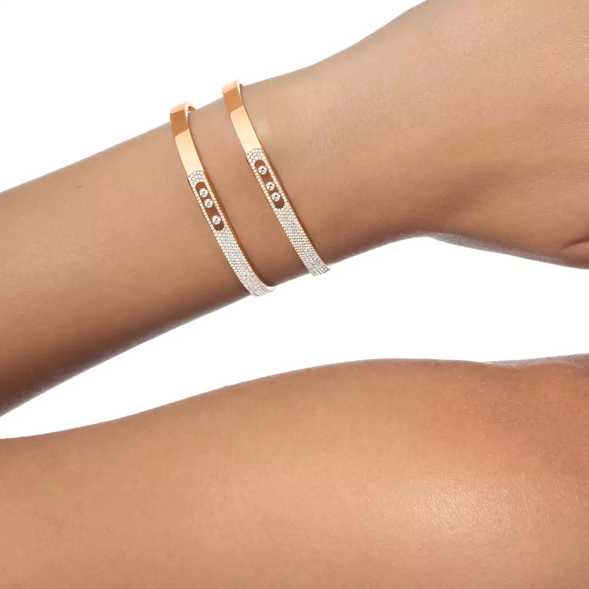 [Vicky]Move Noa Rose Gold Pavé Diamond Bangle Bracelet