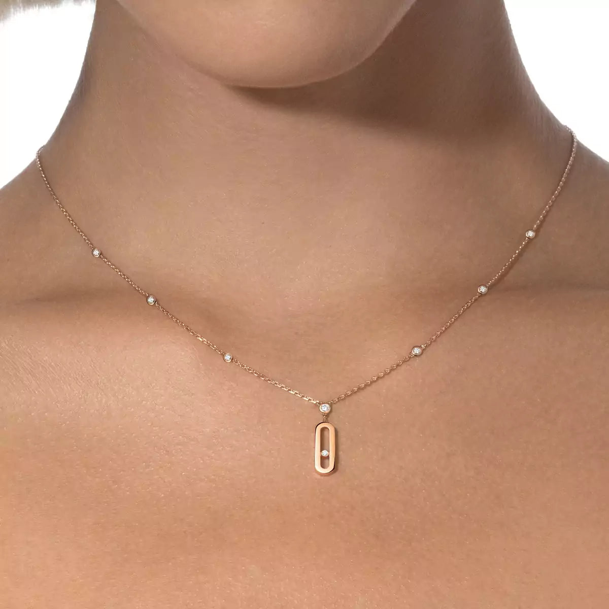 [Vicky] Move Uno Gold Diamond Long Necklace