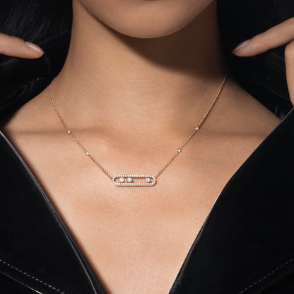 [Vicky] Move Pave_ Rose Gold Diamond Necklace