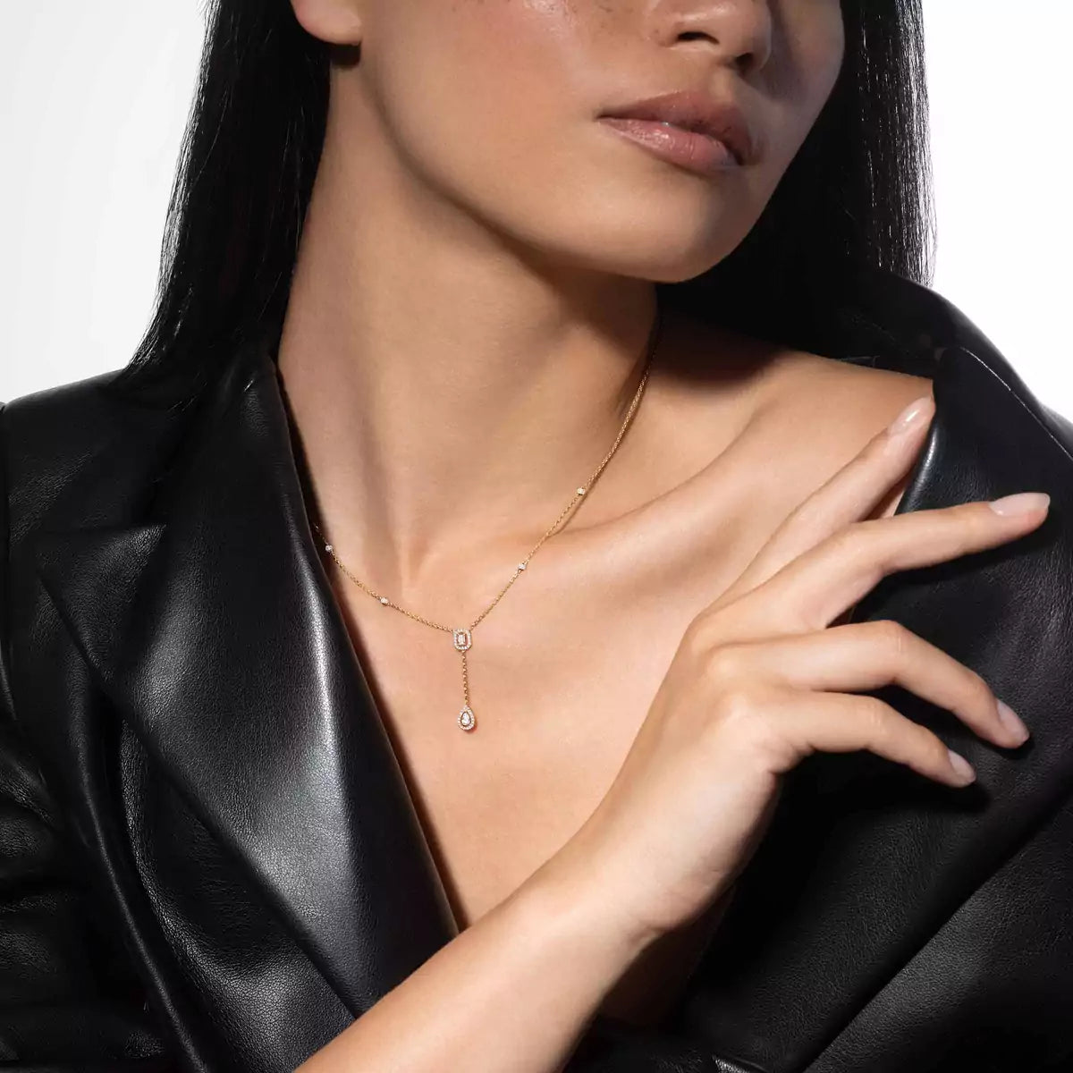 [Vicky]Gold Diamond Tie Necklace