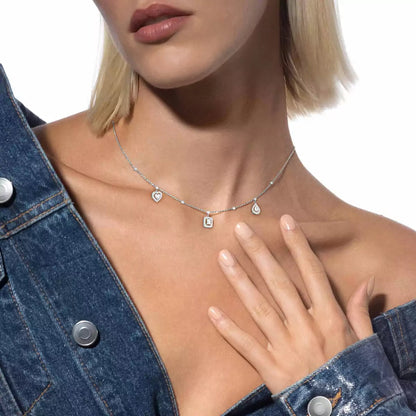 [Vicky]My Twin Diamond Necklace in Silver