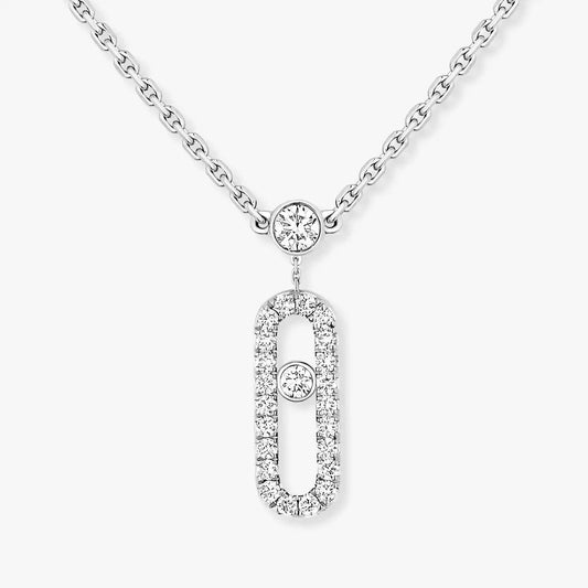[Vicky]2 Rows Rose Gold Diamond Pave_ Necklace Move Uno