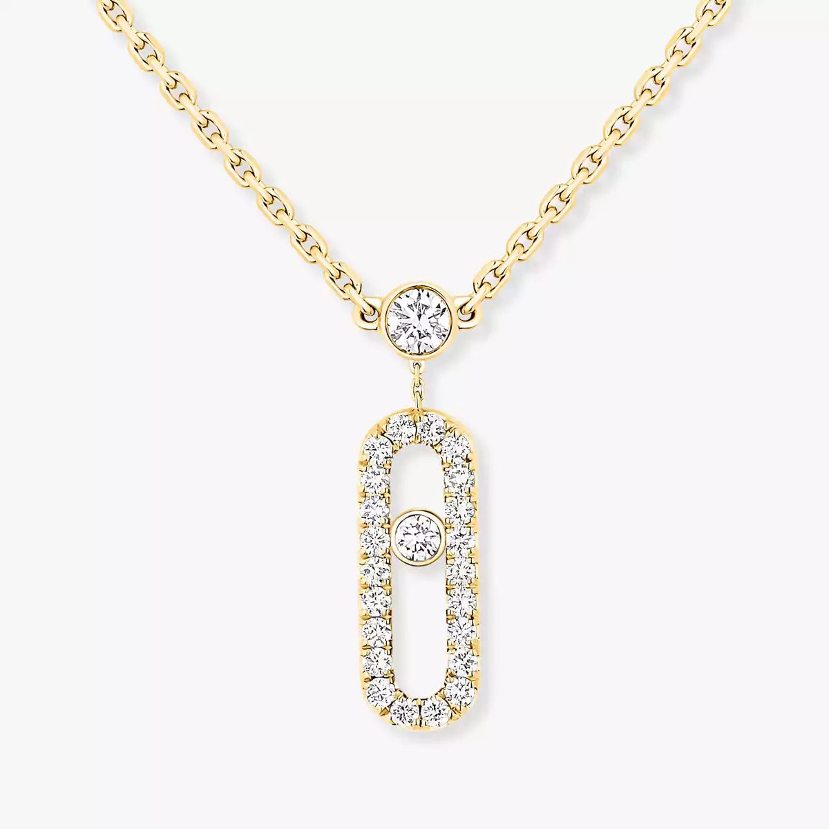 [Vicky]2 Rows Rose Gold Diamond Pave_ Necklace Move Uno