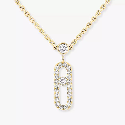 [Vicky]2 Rows Rose Gold Diamond Pave_ Necklace Move Uno