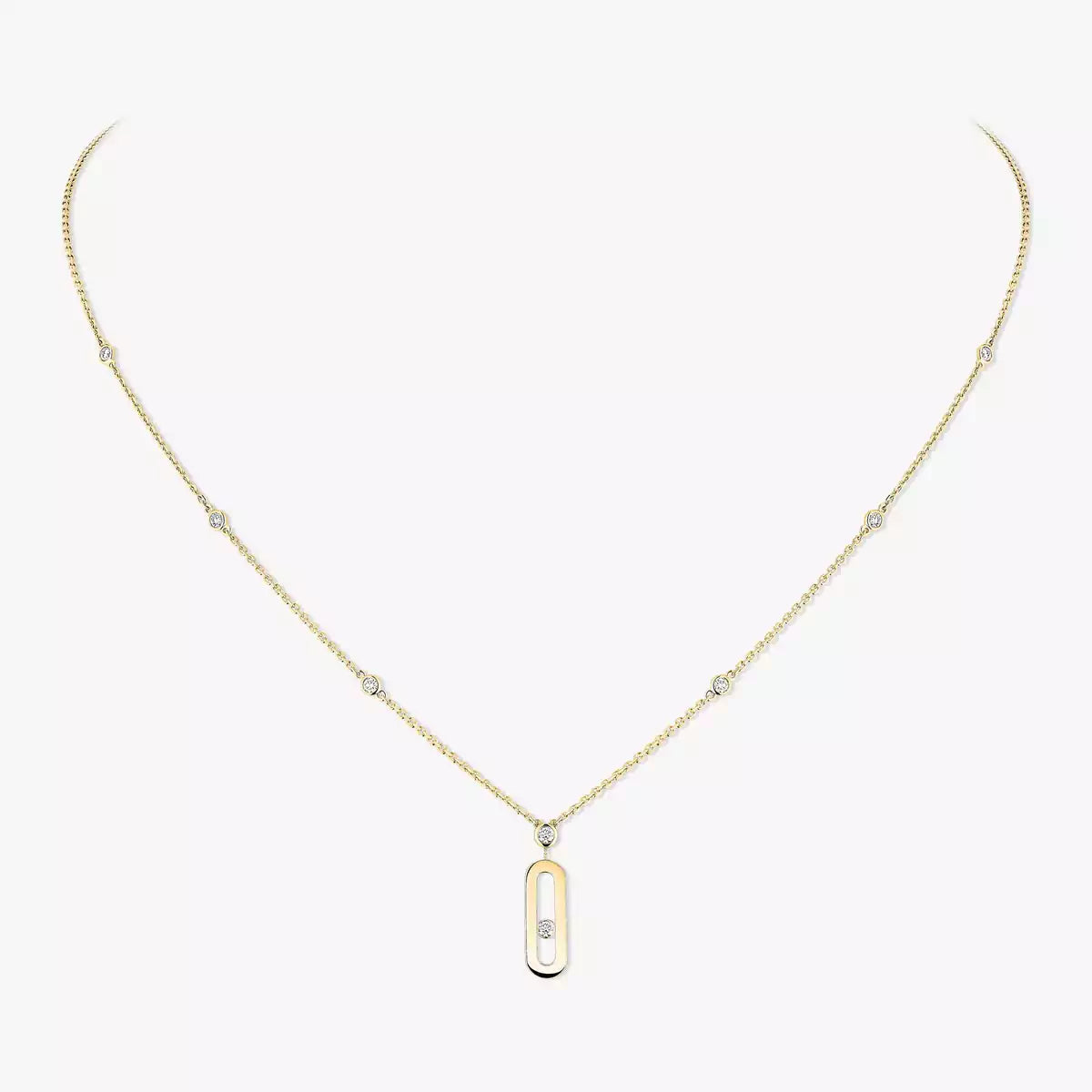 [Vicky] Move Uno Gold Diamond Long Necklace
