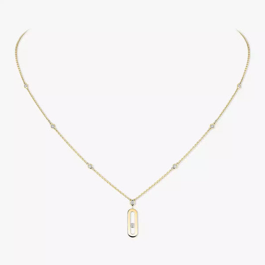 [Vicky] Move Uno Gold Diamond Long Necklace