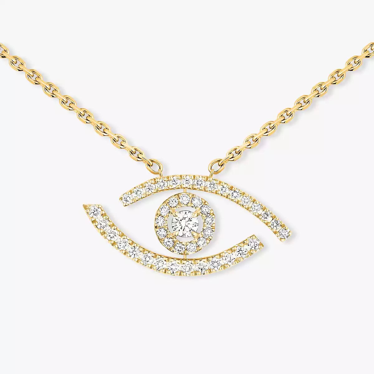 [Vicky]Pave_ Diamond Necklace Lucky Eye