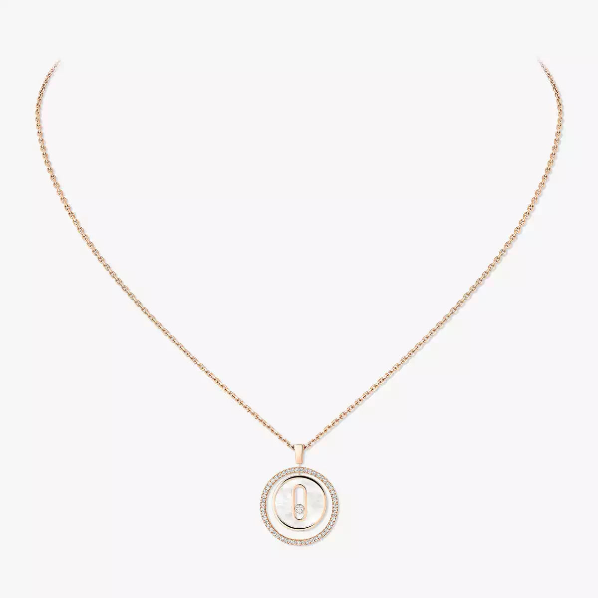 [Vicky]Lucky Move Diamond Necklace in Rose Gold and White Mother-of-Pearl