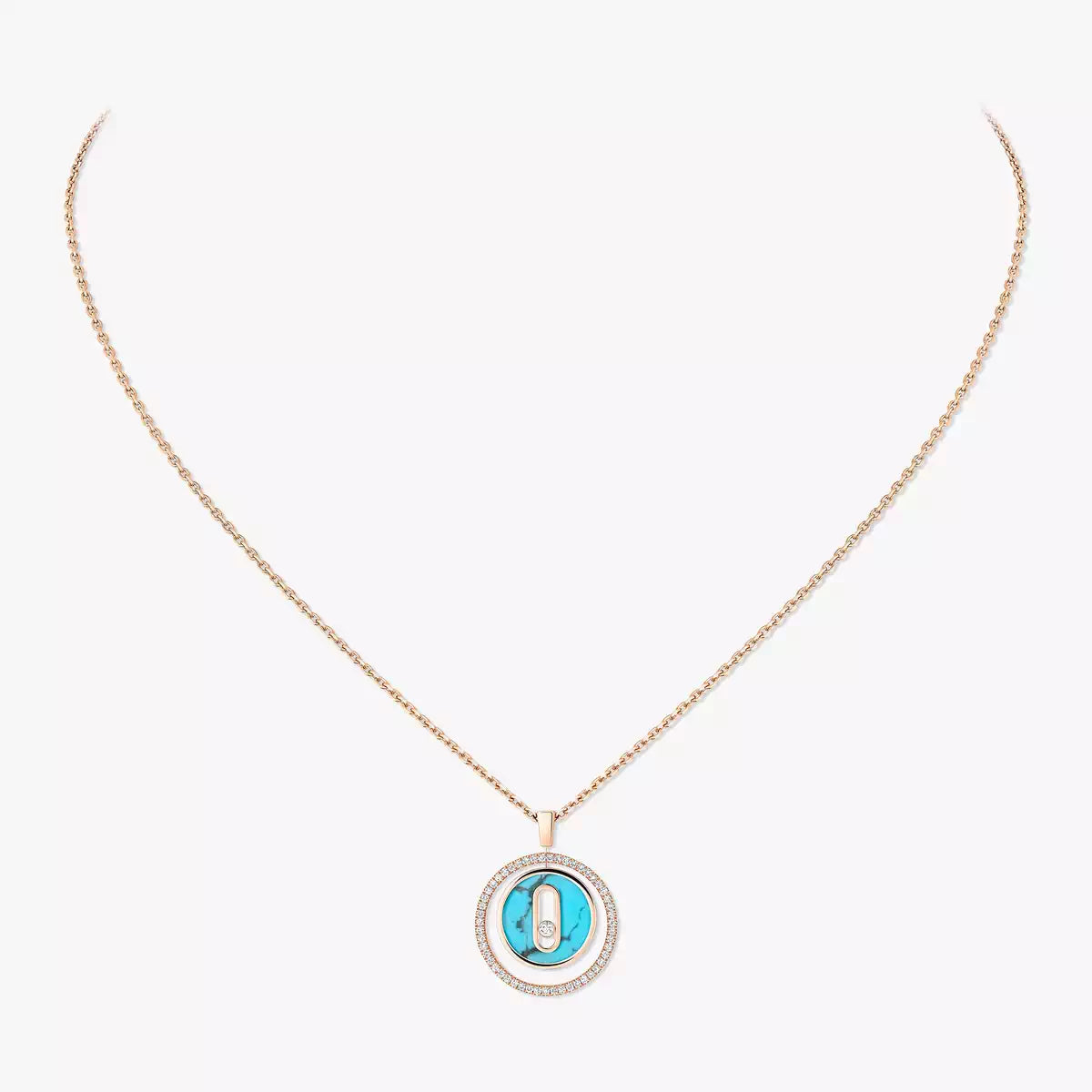 [Vicky]Lucky Move Diamond Necklace in Rose Gold and White Mother-of-Pearl