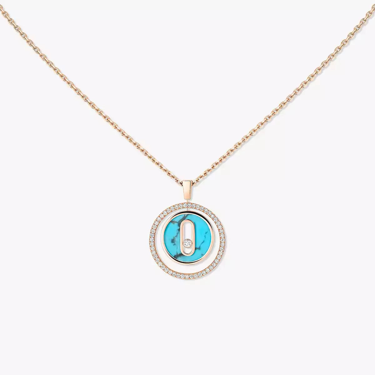 [Vicky]Lucky Move Diamond Necklace in Rose Gold and White Mother-of-Pearl