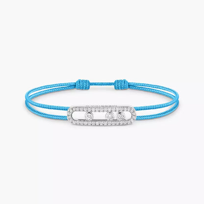 [Vicky]Messika Care(s) pink cord pavé bracelet