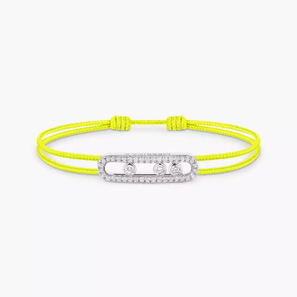 [Vicky]Messika Care(s) pink cord pavé bracelet