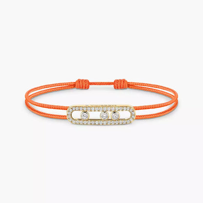 [Vicky]Messika Care(s) pink cord pavé bracelet
