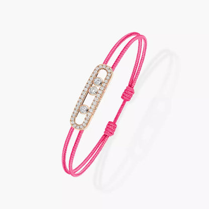 [Vicky]Messika Care(s) pink cord pavé bracelet