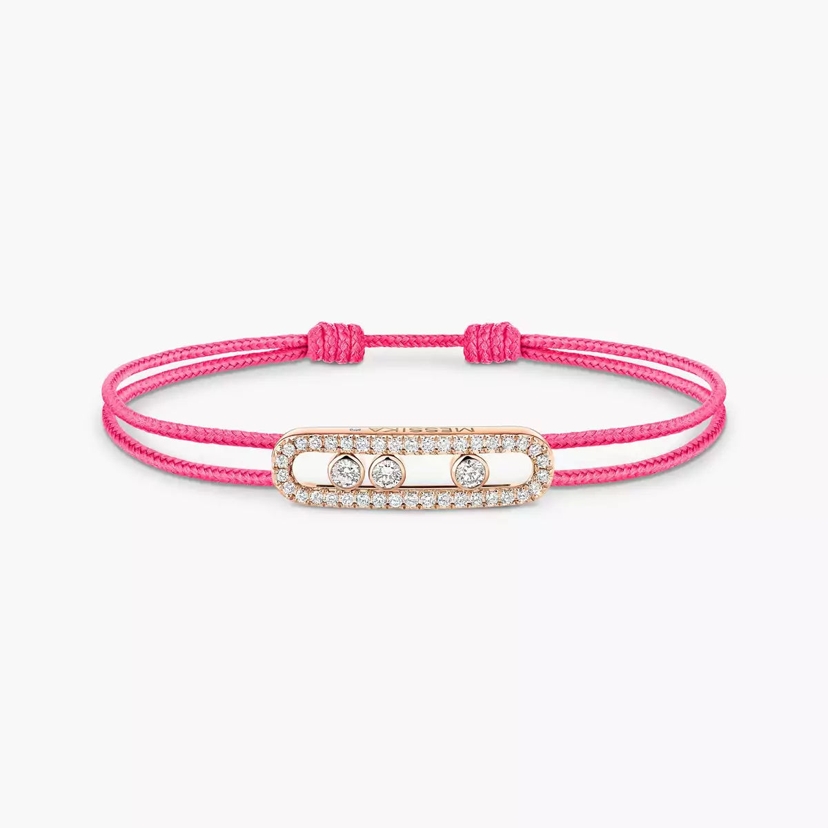 [Vicky]Messika Care(s) pink cord pavé bracelet