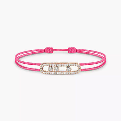 [Vicky]Messika Care(s) pink cord pavé bracelet