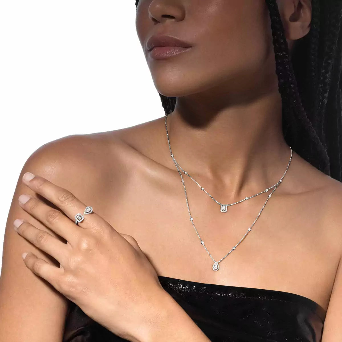 [Vicky]Diamond Necklace My Twin 2 Rows