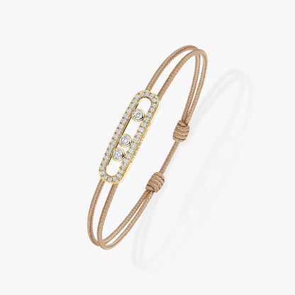 [Vicky]Messika Care(s) pink cord pavé bracelet