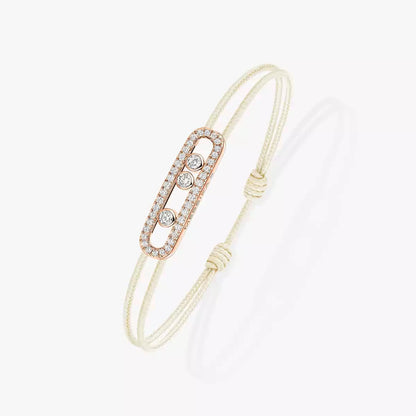 [Vicky]Messika Care(s) pink cord pavé bracelet