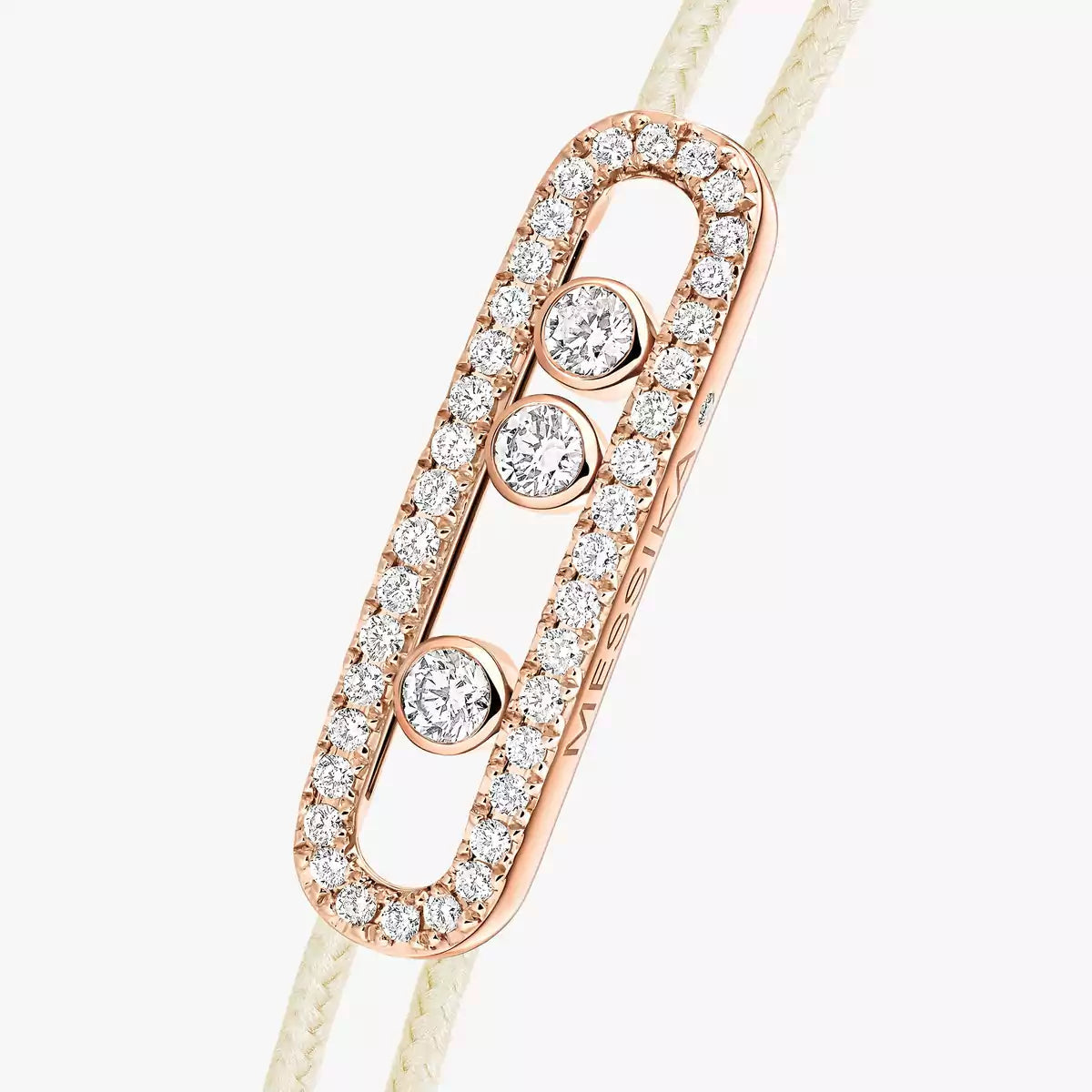 [Vicky]Messika Care(s) pink cord pavé bracelet