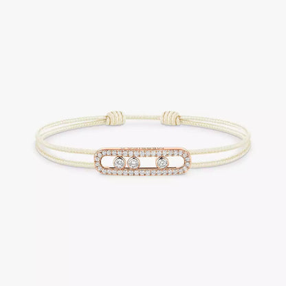 [Vicky]Messika Care(s) pink cord pavé bracelet
