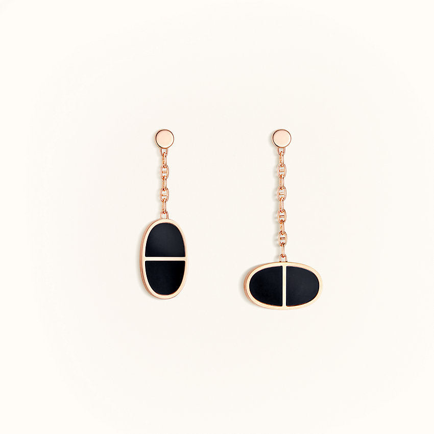 [Vicky]CHAINE VERSO BLACK CERAMIC EARRINGS