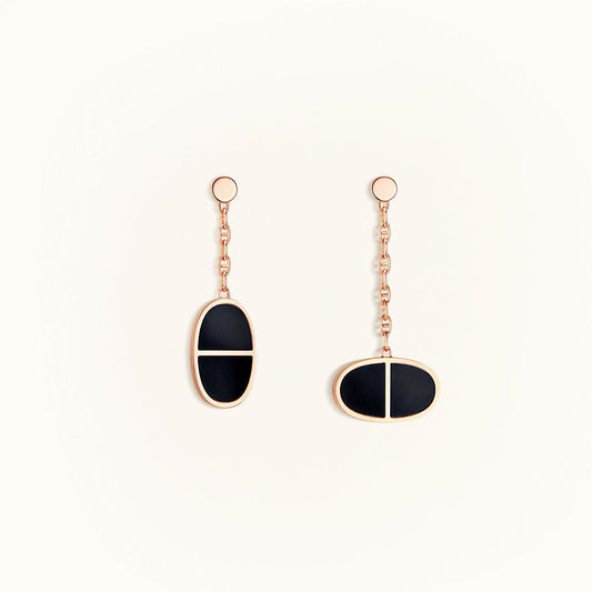 [Vicky]CHAINE VERSO BLACK CERAMIC EARRINGS